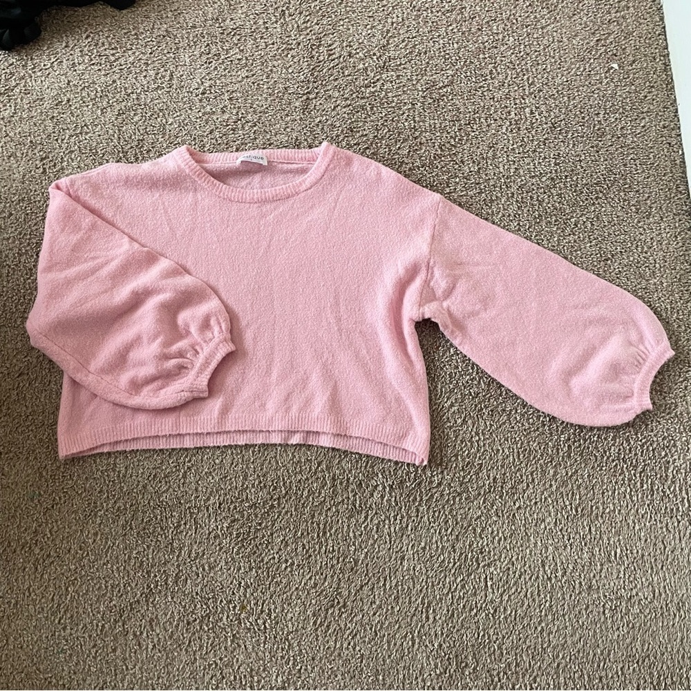 Vestique Baby Pink Balloon Sleeve Soft Sweater Size Small
